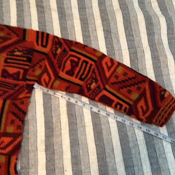 Sumac Alpaca by Perez Southwestern Cardigan Sweater, Large, Orange Red - Picture 10 of 10